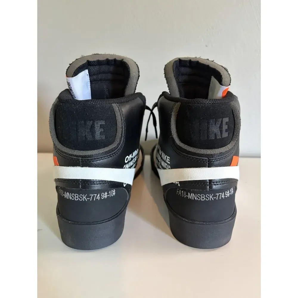 Men Nike Blazer mid off white black grim reaper used No box AA3832-001 (0026)